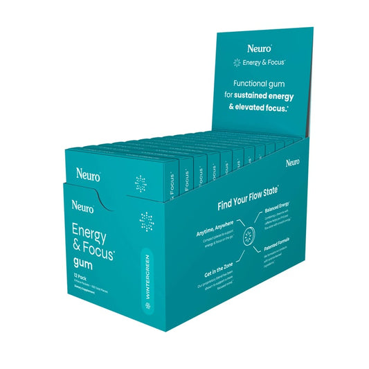 Neuro Energy & Focus Chewing Gum – Wintergreen – 12 Pack, 9 Each