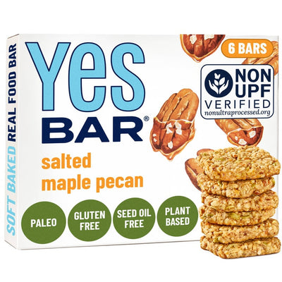 YES Bar Salted Maple Pecan Snack Bar  – 6 Bars, 1.4 oz (40 g) Each