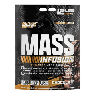 Nutrex Research Mass Infusion – High-Calorie Mass Gainer – Chocolate – 12 lb (5.45 kg)