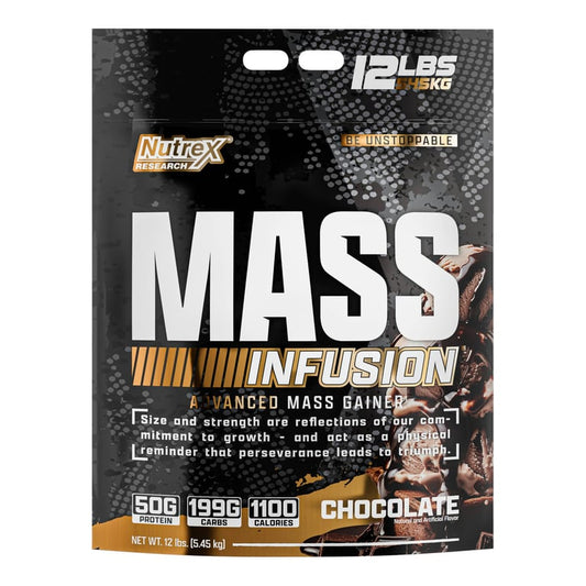 Nutrex Research Mass Infusion – High-Calorie Mass Gainer – Chocolate – 12 lb (5.45 kg)