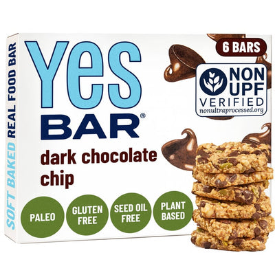 YES Bar Dark Chocolate Chip Snack Bar – 6 Bars, 1.4 oz (40 g) Each