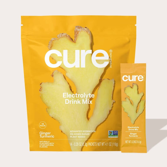 Cure Hydration – Hydrating Electrolyte Drink Mix – Ginger Turmeric – 14 ct