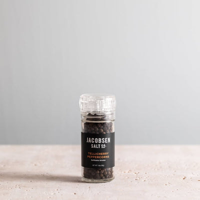Jacobsen Salt Co. Tellicherry Peppercorn Glass Grinder – 2.1 oz (60 g)