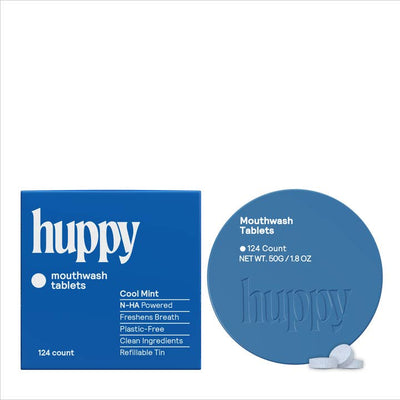 Huppy Alcohol-Free Cool Mint Mouthwash Tablets – 124 Tablets