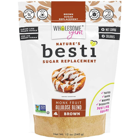Wholesome Yum Besti Brown Monk Fruit Sweetener with Allulose – 340 g / 12 oz