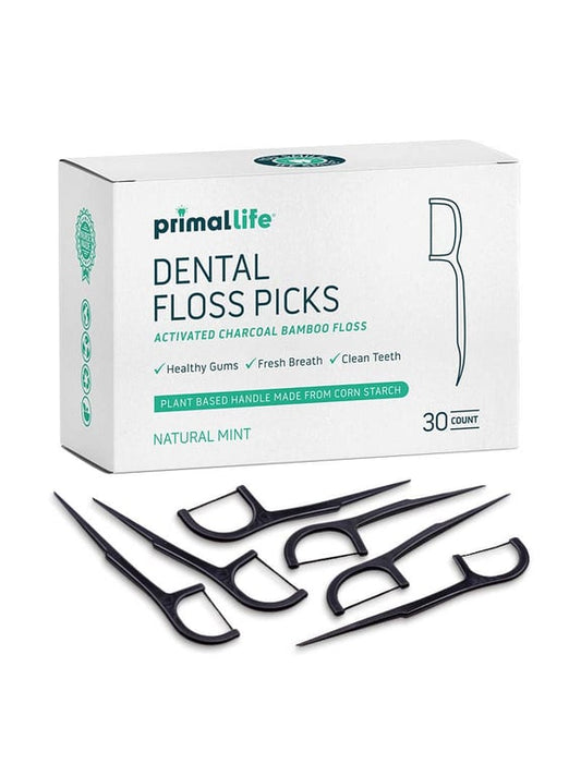 Primal Life Organics Bamboo Dental Floss Picks – 30 Count