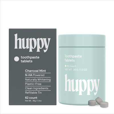 Huppy Toothpaste Tablets – Fluoride-Free – Charcoal Mint, 32 oz