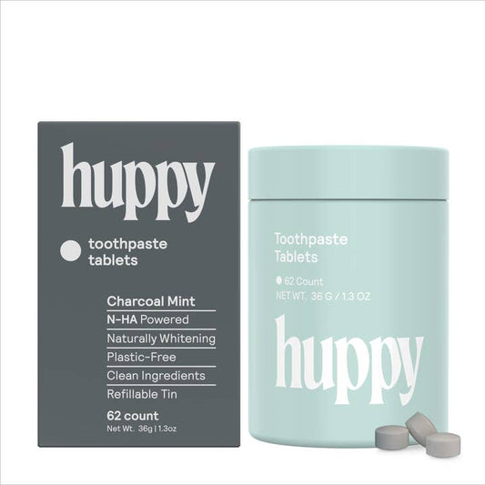 Huppy Toothpaste Tablets – Fluoride-Free – Charcoal Mint, 32 oz