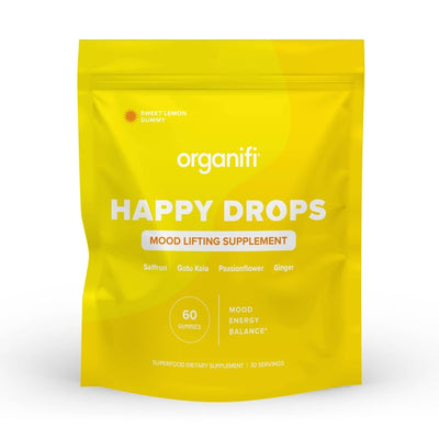 Organifi Happy Drops – Mood & Serotonin Support, Sweet Lemon – 60 Gummies