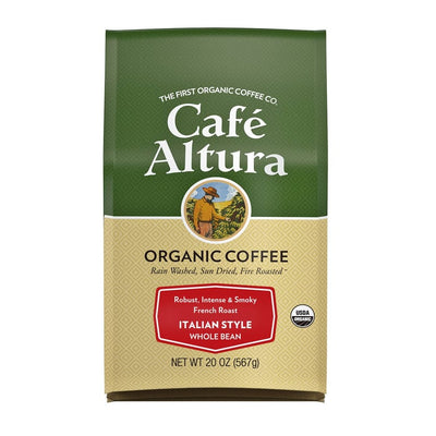 Cafe Altura – Organic Italian Style Whole Bean Coffee – 20 oz / 567 g