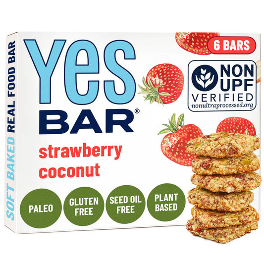 YES Bar Strawberry Coconut Snack Bar – 6 Bars, 1.4 oz (40 g) Each
