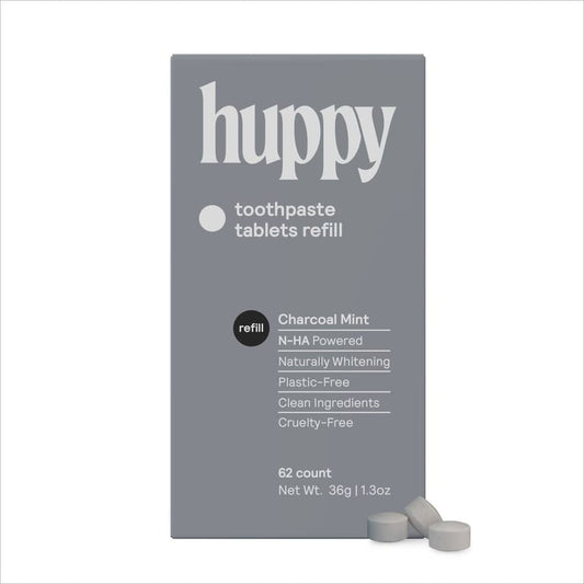 Huppy Fluoride-Free Toothpaste Tablets Refill – Charcoal Mint, 62 Tablets