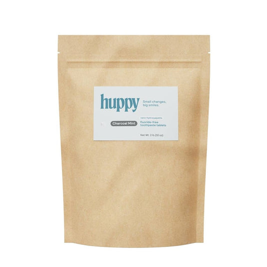 Huppy Fluoride-Free Toothpaste Tablets Bulk – Charcoal Mint, 32 oz