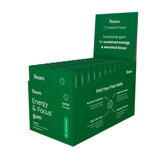 Neuro Extra Strength Energy & Focus Gum – Spearmint – 12 Pack, 9 Each