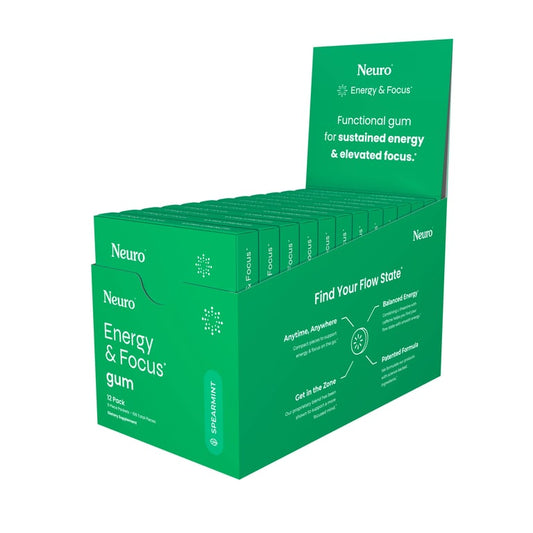 Neuro Energy & Focus Gum – Spearmint – 12 Pack, 9 Each