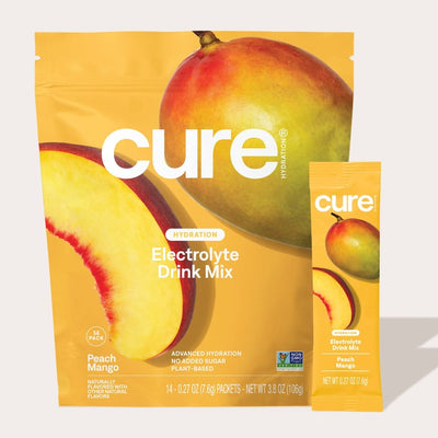 Cure Hydration – Hydrating Electrolyte Drink Mix – Peach Mango – 14 ct
