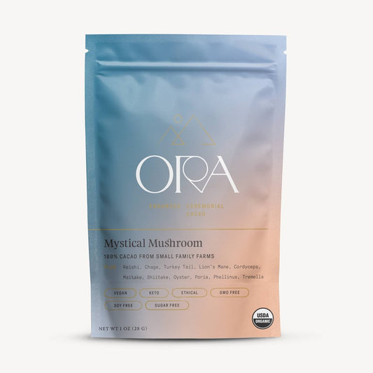 Ora Cacao Mystical Mushroom Ceremonial Cacao – 1 oz Sachets – 12 Pack