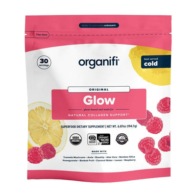 Organifi Glow Plant-Based Skin Hydration & Collagen Support – Raspberry Lemonade – 30 Servings