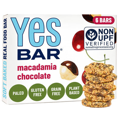 YES Bar Macadamia Cherry Chocolate Snack Bar – 6 Bars, 1.4 oz (40 g) Each