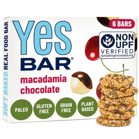 YES Bar Macadamia Cherry Chocolate Snack Bar – 6 Bars, 1.4 oz (40 g) Each