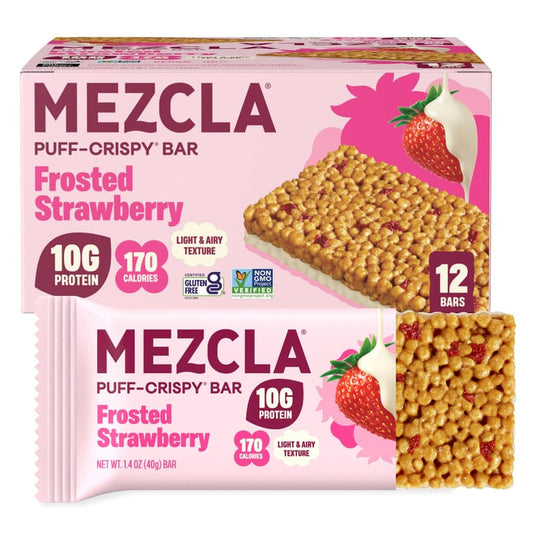 Mezcla Frosted Strawberry Protein Bar – 12 Bar Pack