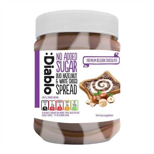Diablo Sugar Free No Added Sugar Hazelnut & White Chocolate Spread – 350 g