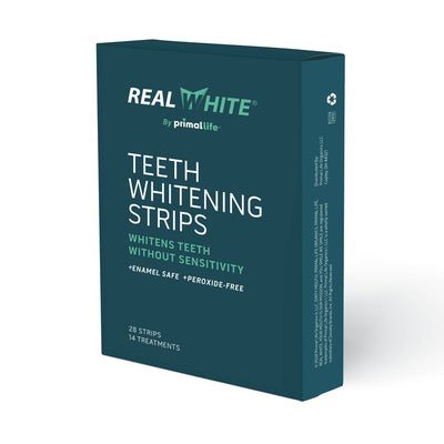 Primal Life Organics Real White Teeth Whitening Strips – 28 Strips (14 Treatments)
