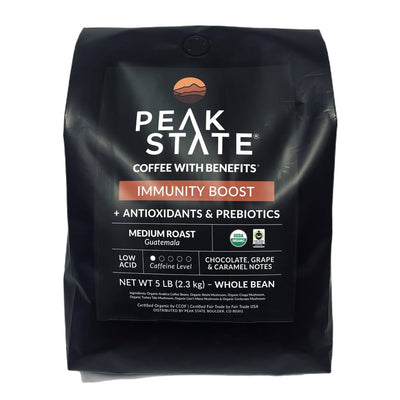 Peak State – Immunity Boost Medium Roast Whole Bean Mushroom Coffee – 5 lb (2.3 kg)