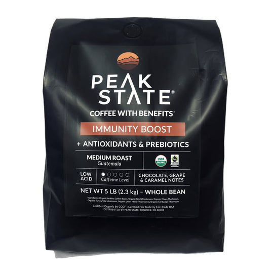 Peak State – Immunity Boost Medium Roast Whole Bean Mushroom Coffee – 5 lb (2.3 kg)