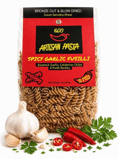 Hot Crispy Oil HCO Artisan Spicy Garlic Fusilli Pasta — 1 lb (454 g)