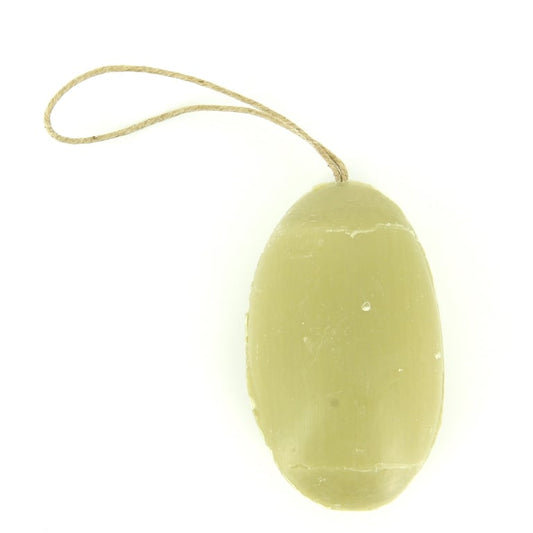 La Savonnette Marseillaise Pebble Soap on a Rope — Eucalyptus grapeseed oil and spirulina — 155 g
