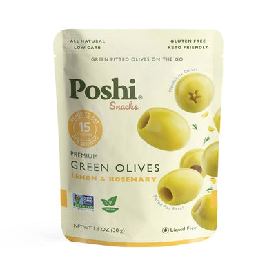 POSHI Pitted Green Olives with Lemon & Rosemary — 1.1 oz