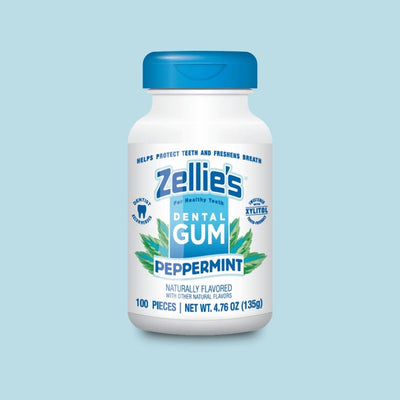 Zellie's Xylitol Dental Gum — Peppermint, 100-Count Jar