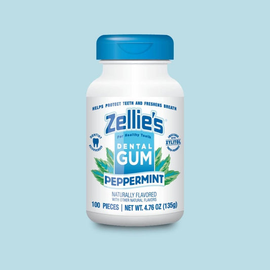 Zellie's Xylitol Dental Gum — Peppermint, 100-Count Jar