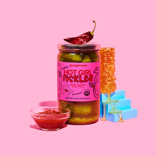 Good Girl Snacks Hot Girl Honey Harissa Pickles, 24 oz Jar