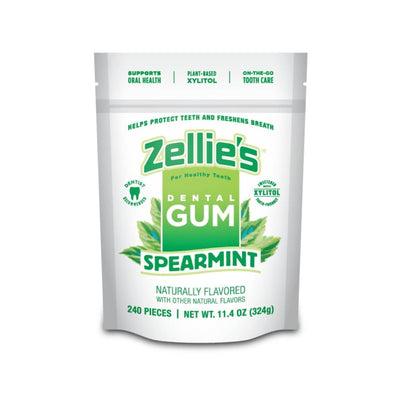 Zellie's Xylitol Dental Gum — Spearmint, 240-Count Pouch