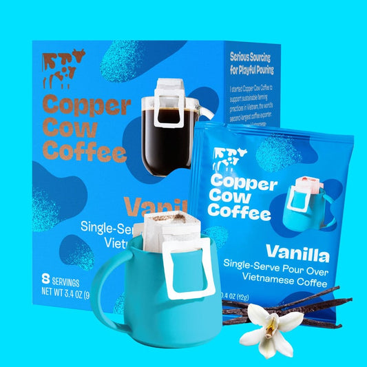 Copper Cow Coffee Vanilla Pour-Over Coffee — 8 Count