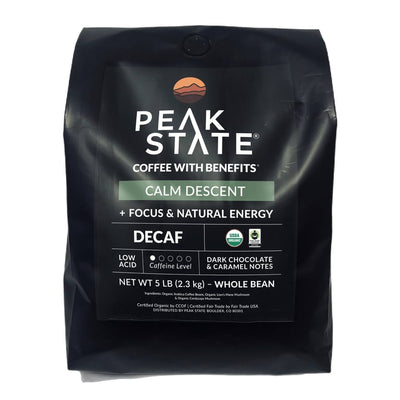 Peak State – Calm Descent Decaf Whole Bean Mushroom Coffee – 5 lb (2.3 kg)