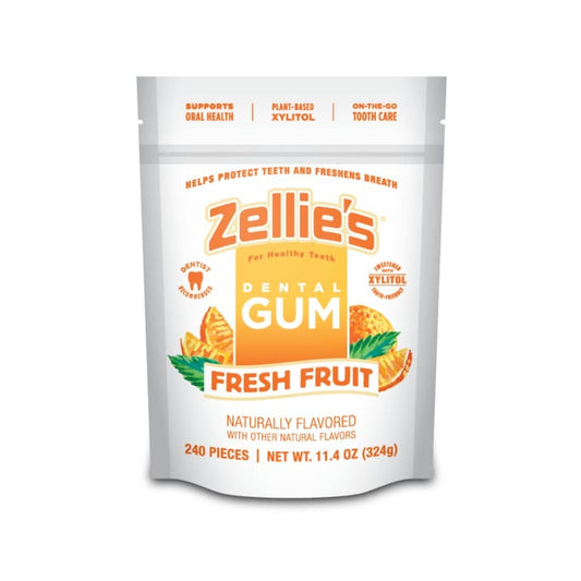 Zellie's Xylitol Dental Gum — Fresh Fruit, 240-Count Pouch