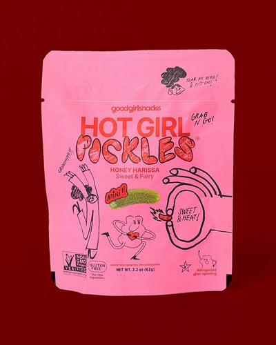 Good Girl Snacks Hot Girl Honey Harissa Grab & Go Pickles, 2.2 oz Pouch