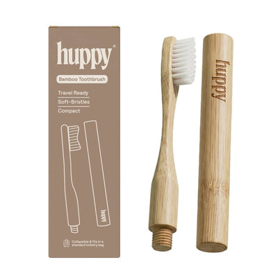 Huppy – Bamboo Collapsible Travel Toothbrush – Soft Bristles