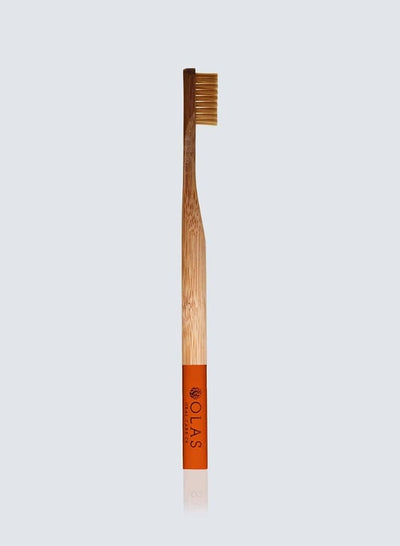OLAS Wellness – Extra-Soft Bamboo Toothbrush, Red Handle – 1 Brush