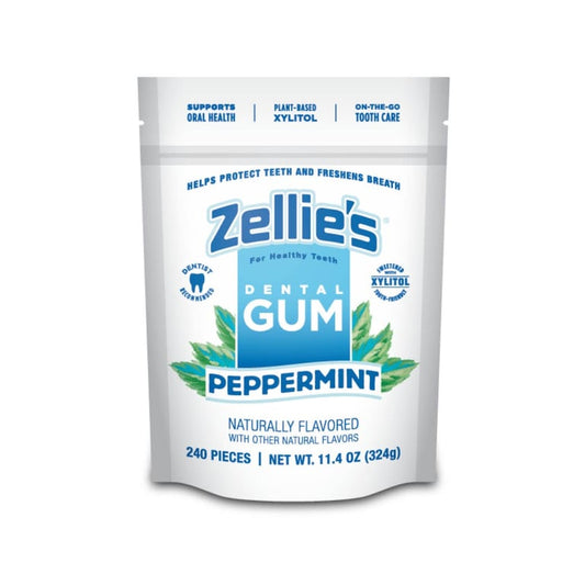 Zellie's Xylitol Dental Gum — Peppermint, 240-Count Pouch