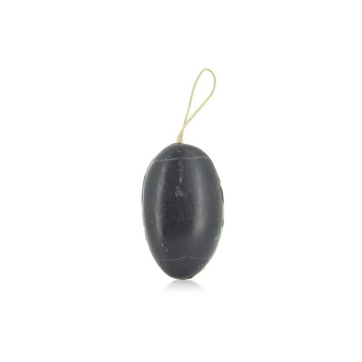La Savonnette Marseillaise Pebble Soap on a Rope — Activated Vegetable Charcoal — 155 g