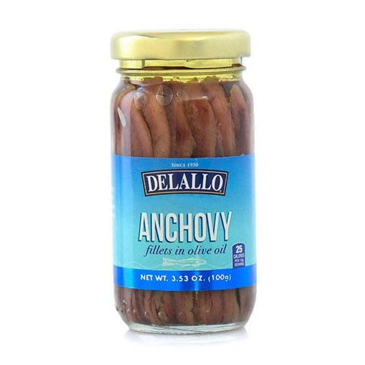 DeLallo Anchovy Fillets in Olive Oil – 3.53 oz