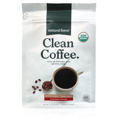 Natural Force Clean Coffee Organic Whole Bean Medium Roast, 12 oz (340 g)