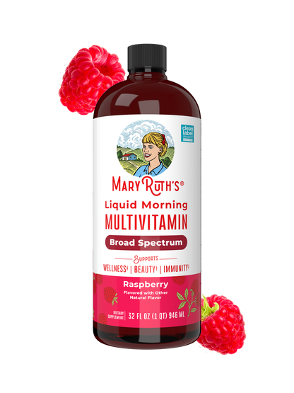MaryRuth’s Liquid Morning Multivitamin — Raspberry, 32 fl oz — packaging