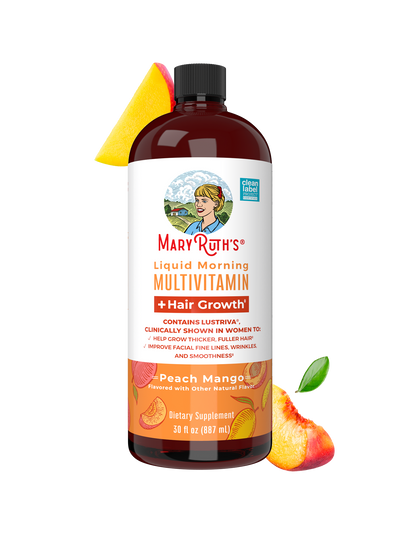 MaryRuth’s Liquid Morning Multivitamin + Hair Growth — Peach Mango, 30 fl oz
