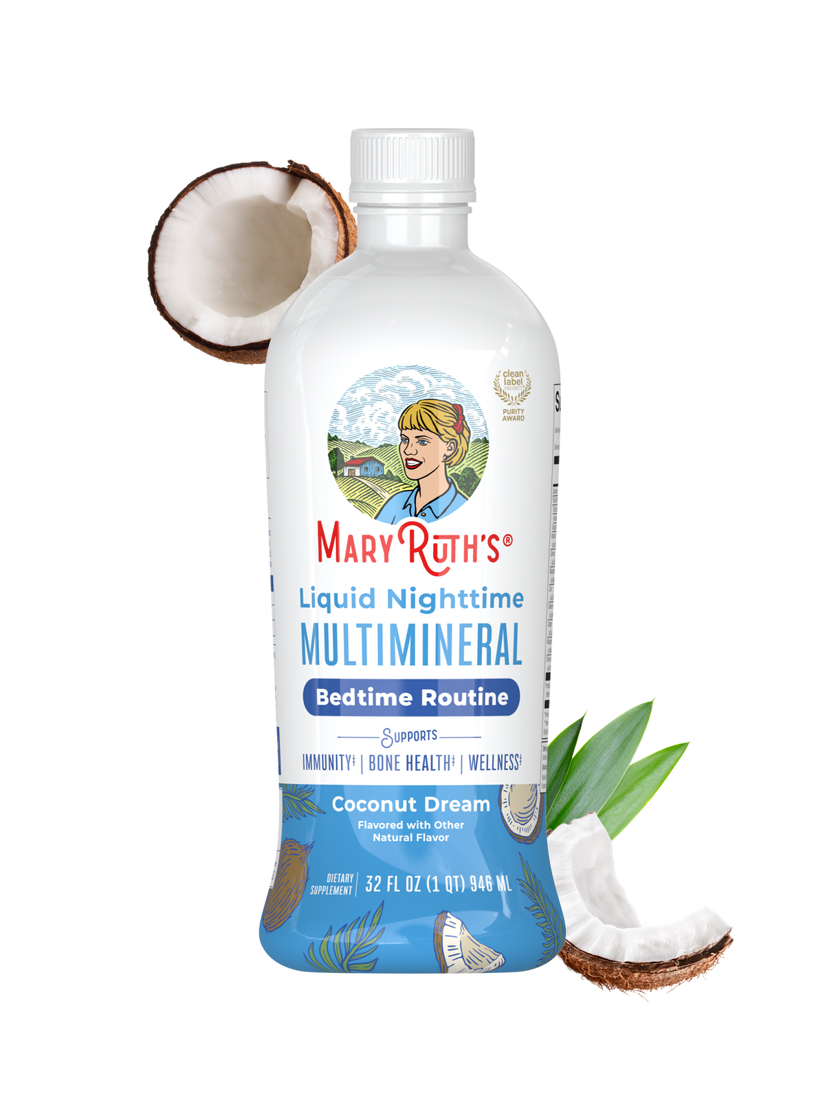 MaryRuth’s Liquid Nighttime Multimineral (Coconut) — Coconut, 32 fl oz — packaging