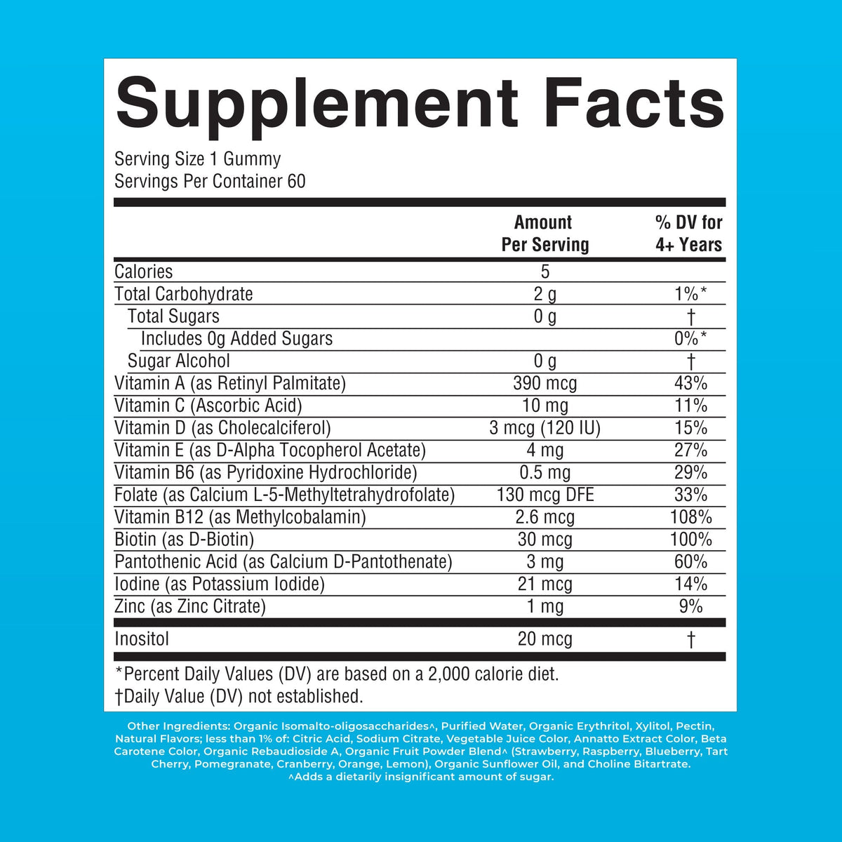 MaryRuth’s Kids Multivitamin Gummies — 60 Gummies — supplement facts